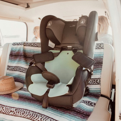 Britax forward-facing carseat with a Seafoam Green silicone car seat liner by Sande Kids™ used to protect the seat fabric from messes.